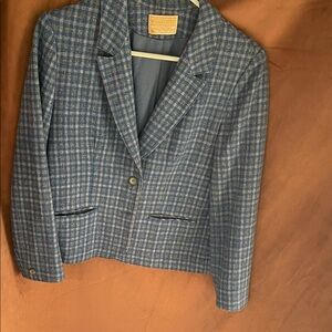 Pendleton Blue Plaid 100% virgin Wool Blazer